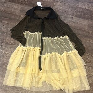 SHEIN Black and Gold Layered Dress